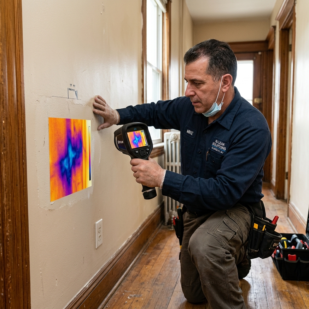 Specialist performing hidden water leak detection in Elizabeth NJ