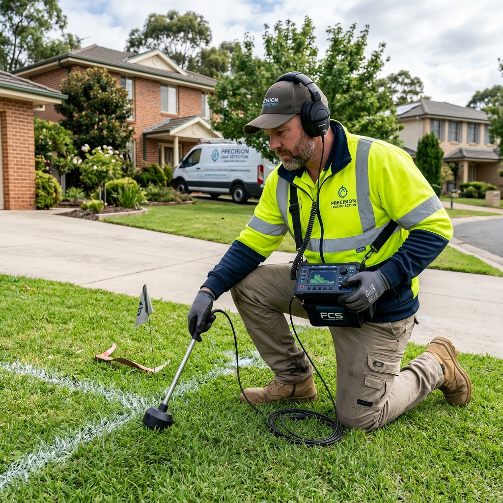 Using acoustic equipment to find an underground water line leak